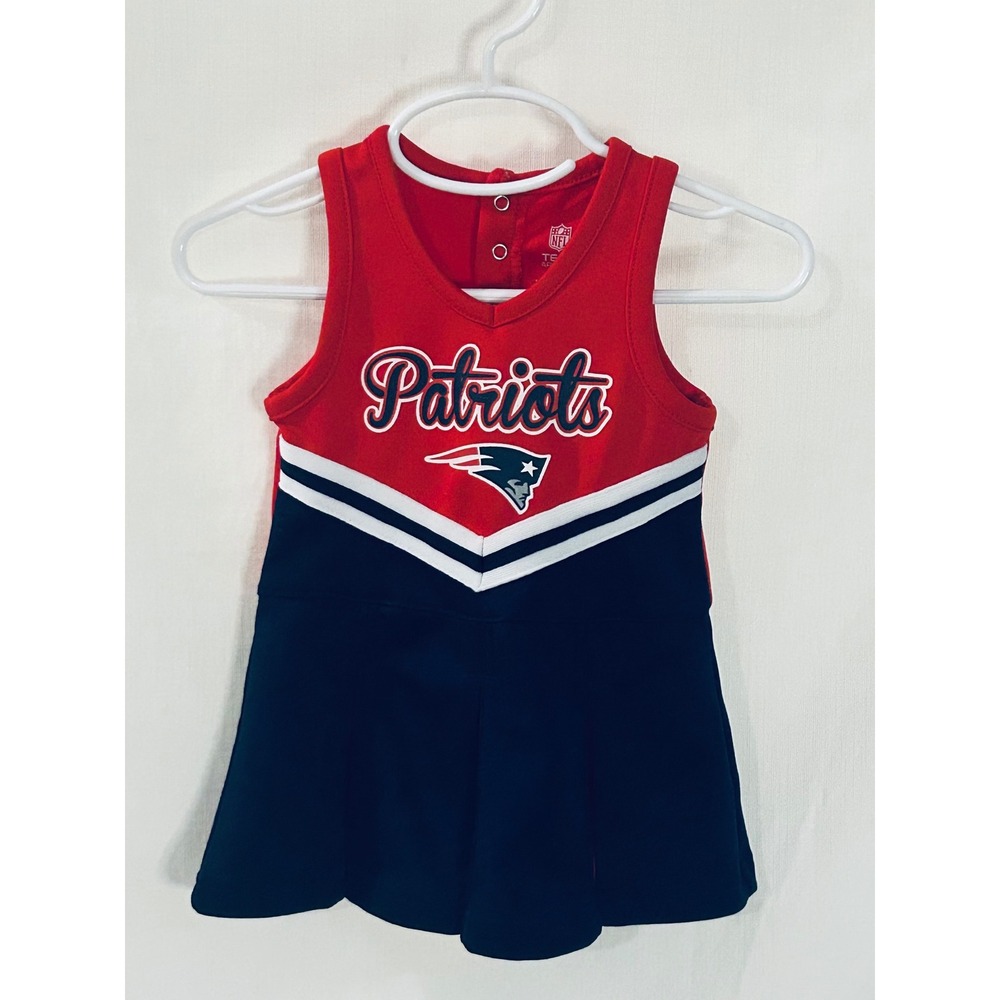NFL Team Apparel New England Patriots Baby Girls Cheerleader Dress Red Navy 12M